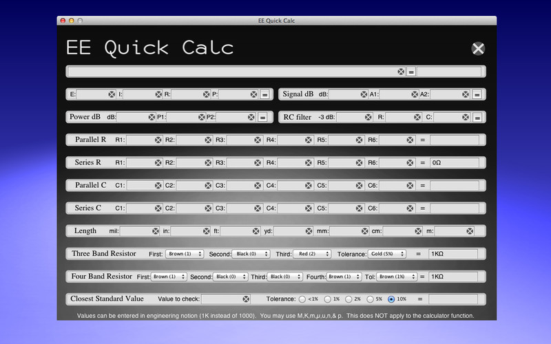 EE Quick Calc 1.0 : EE Quick Calc screenshot