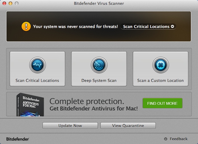 Bitdefender Virus Scanner 3.5 : Main Window