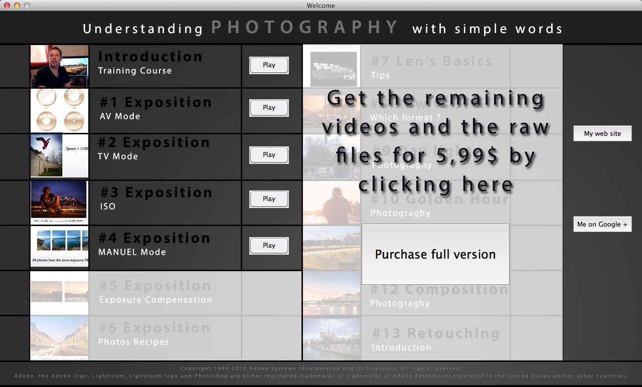 Understanding Photography basics with simple words 1.0 : Main Menu