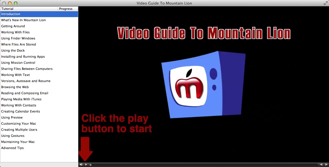 Video Guide To Mountain Lion 1.0 : Welcome Window