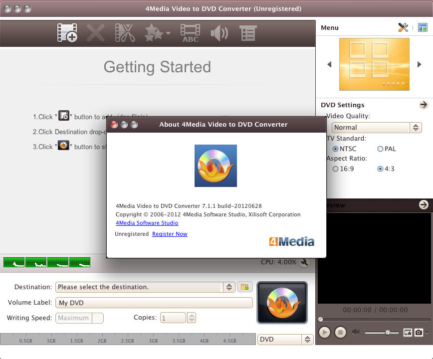 4Media Video to DVD Converter 7.1 : About Screen