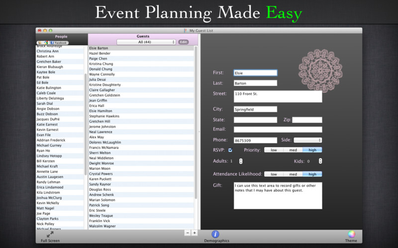 Guest List Planner 1.2 : Guest List Planner screenshot