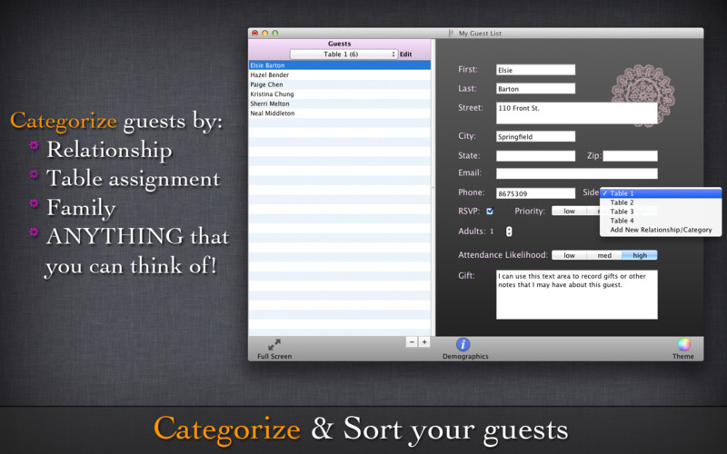 Guest List Planner 1.2 : Guest List Planner screenshot