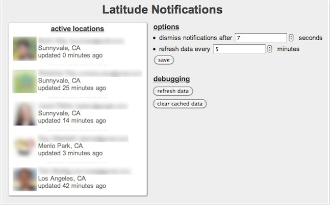 Latitude Notifications 1.4 : Main window