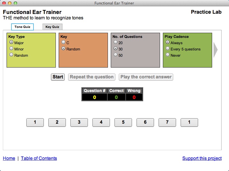Functional Ear Trainer 2.1 : Main window