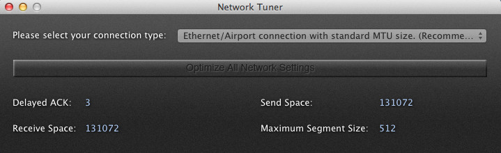 Network Tuner 1.1 : Main window