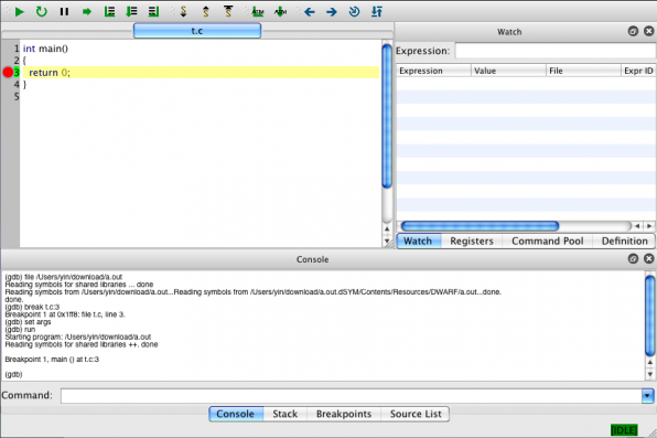 Affinic Debugger GUI 0.5 : Main View