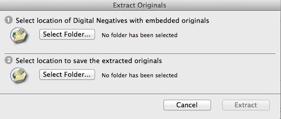 Adobe DNG Converter 8.3 : Extract Originals Window