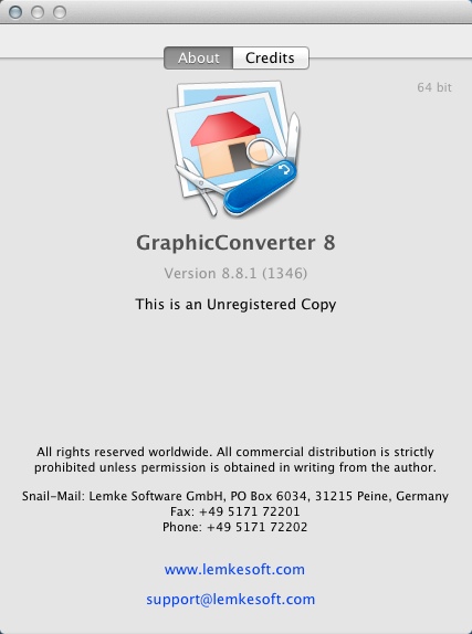 GraphicConverter 8.8 : About Window