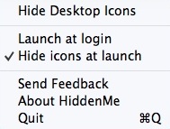 HiddenMe 1.0 : Selecting Hide Icons At Launch Option
