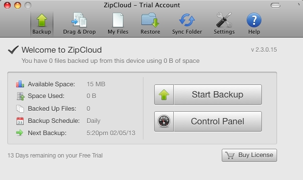 ZipCloud 2.3 : Main Window