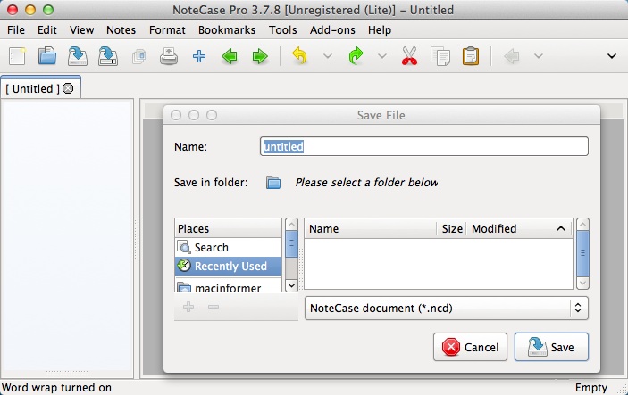 NoteCase Pro 3.7 : Main window