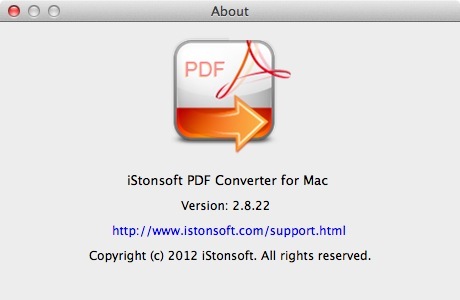 iStonsoft PDF Converter for Mac 2.8 : About Window