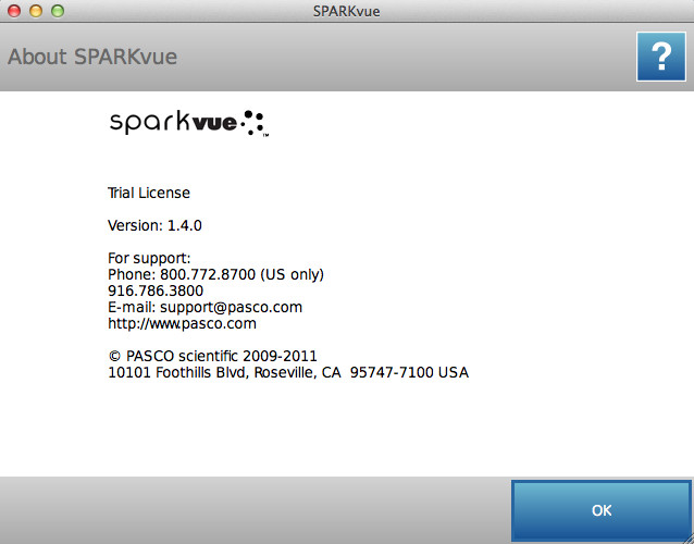 SPARKvue 1.4 : About window