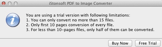 iStonsoft PDF to Image Converter 2.6 : Trial limitation
