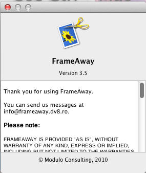 FrameAway 3.5 : About Window