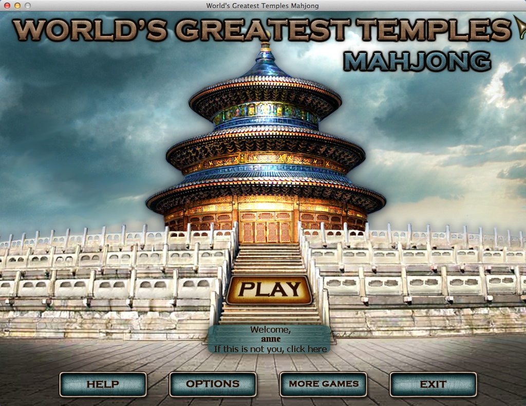 World's Greatest Temples Mahjong 2.0 : Main Menu