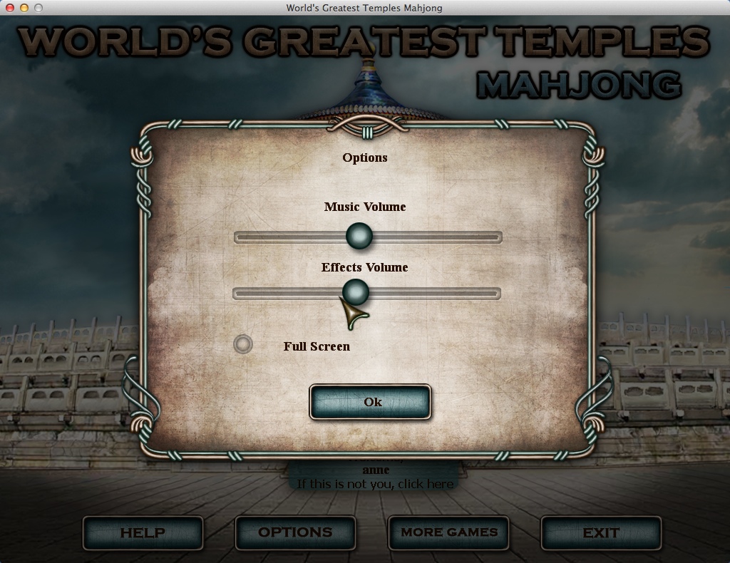 World's Greatest Temples Mahjong 2.0 : Game Options