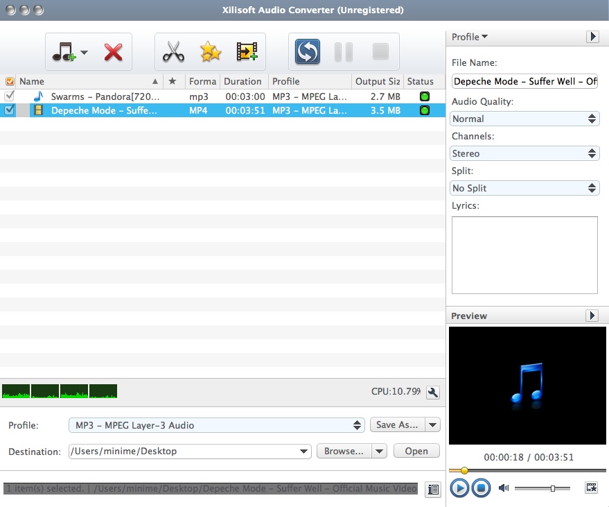 Xilisoft Audio Converter 6.5 : Main Window