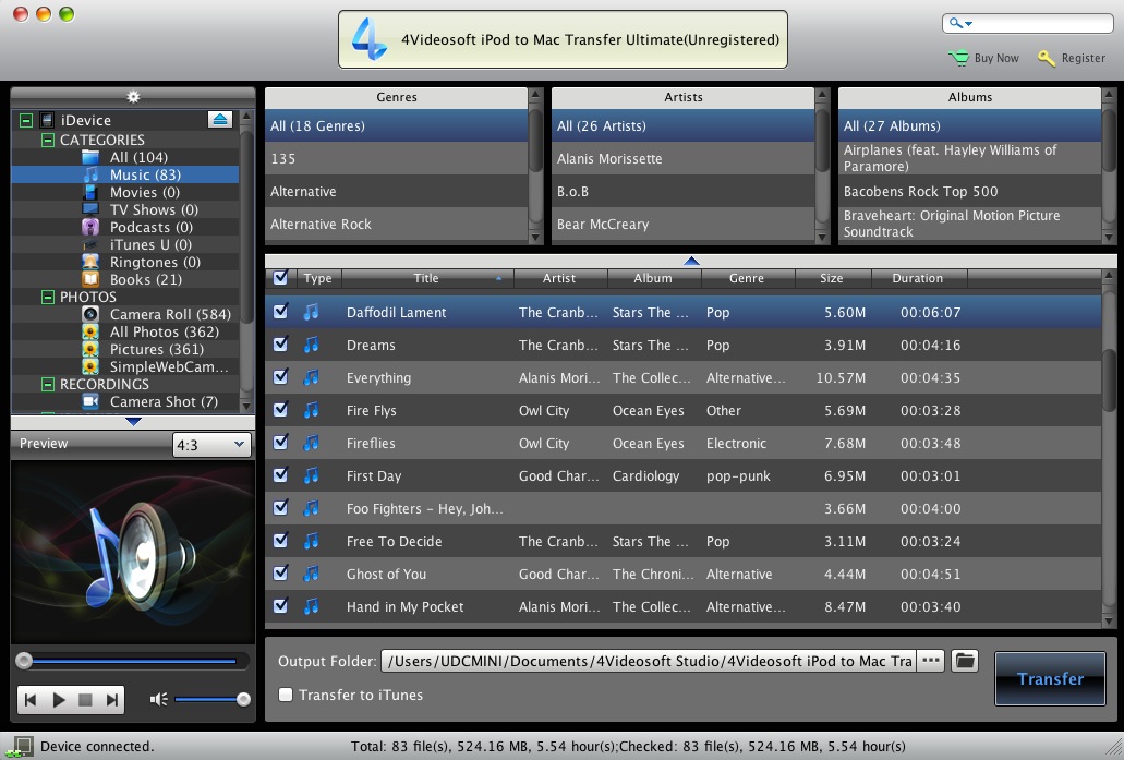 4Videosoft iPod to Mac Transfer Ultimate 6.0 : Music