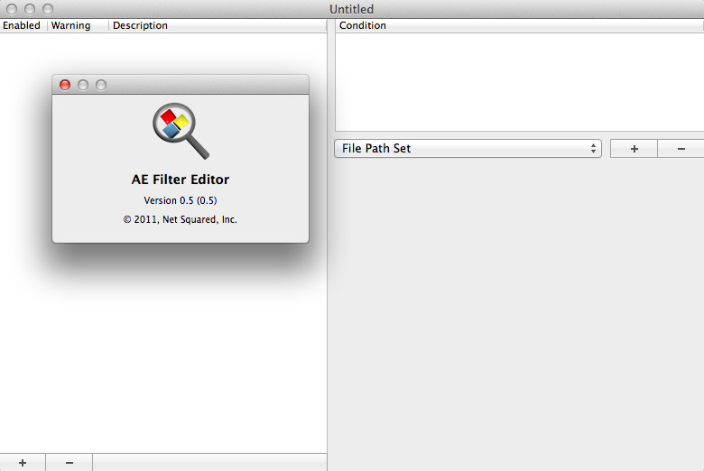 AE Filter Editor 0.5 : Main window