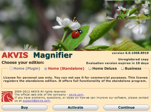 AKVIS Magnifier 6.0 : About Window