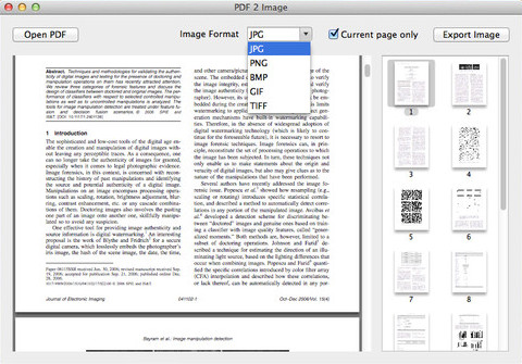 PDF 2 Image 1.0 : Main window