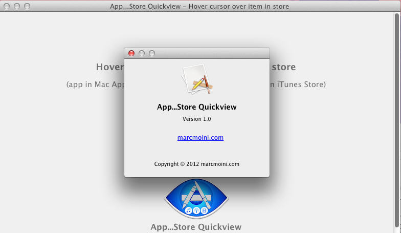 App...Store Quickview 1.0 : About Screen