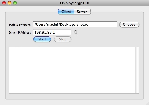 OS X Synergy GUI 0.1 : Main Interface