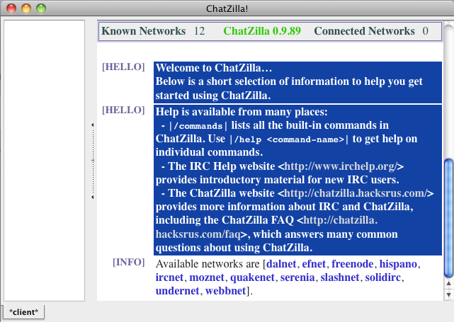 ChatZilla 0.9 : General View