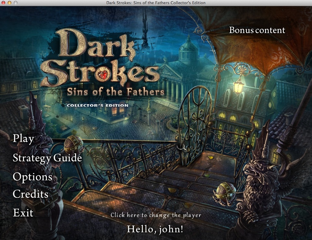 Dark Strokes: Sins of the Fathers Collector's Edition : Main Menu