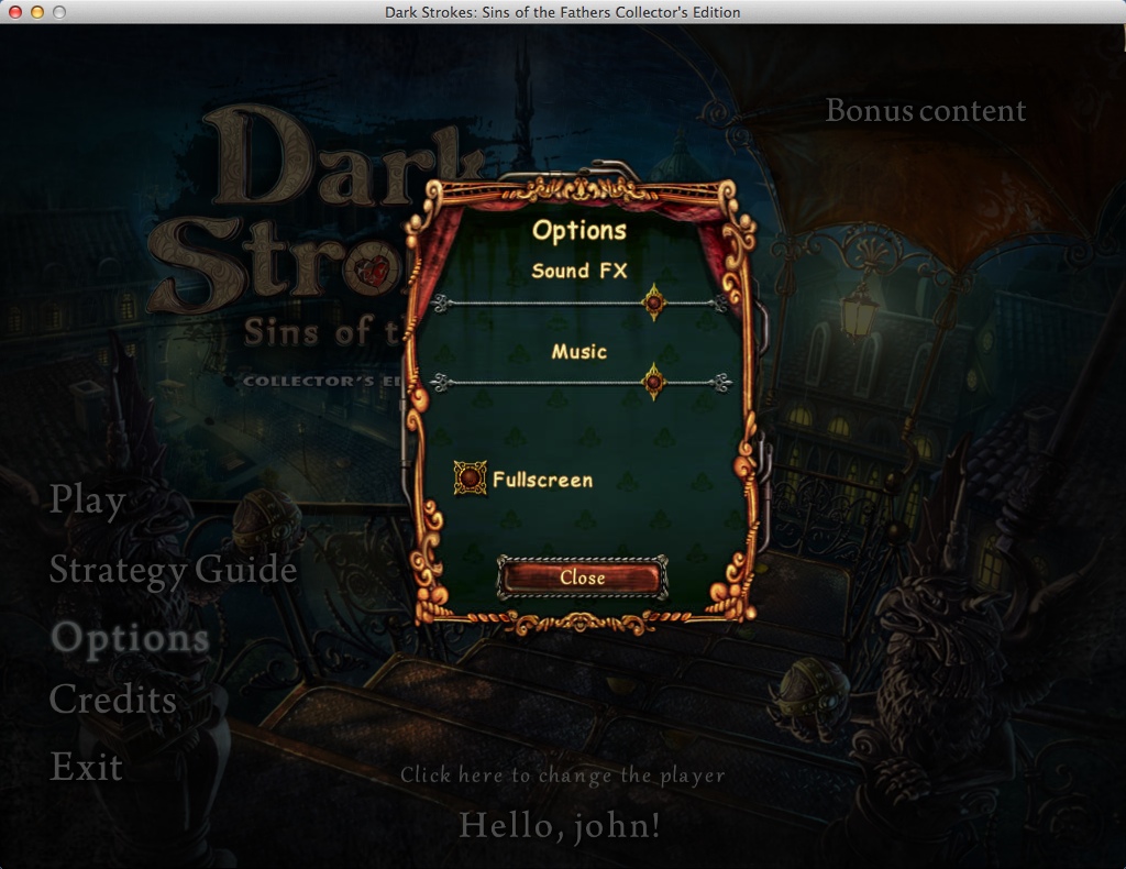 Dark Strokes: Sins of the Fathers Collector's Edition : Game Options
