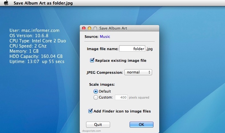 Save Album Art as Folder 2.4 : Main window
