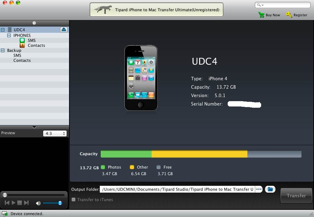 Tipard iPhone to Mac Transfer Ultimate 6.1 : Main window
