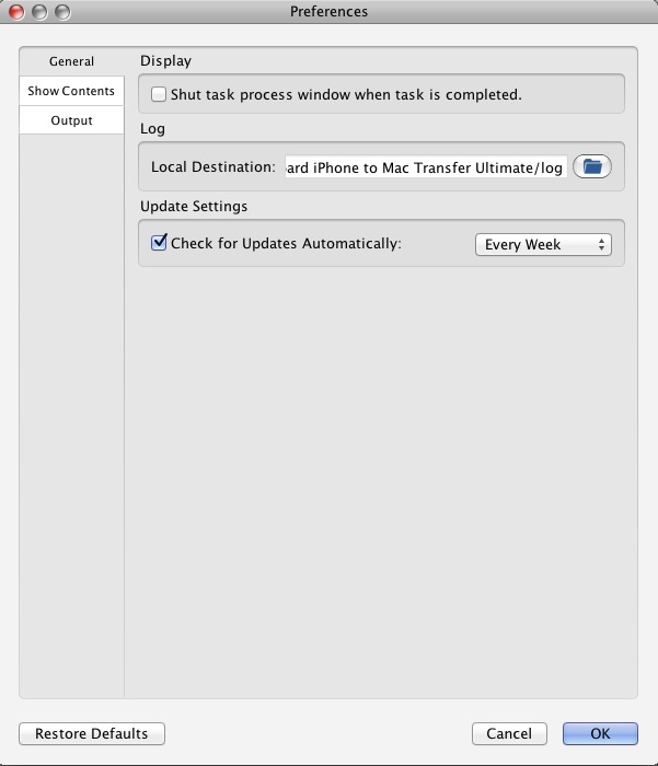 Tipard iPhone to Mac Transfer Ultimate 6.1 : Preferences