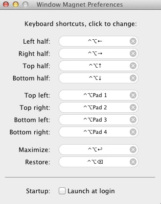Window Magnet 1.5 : Shortcuts