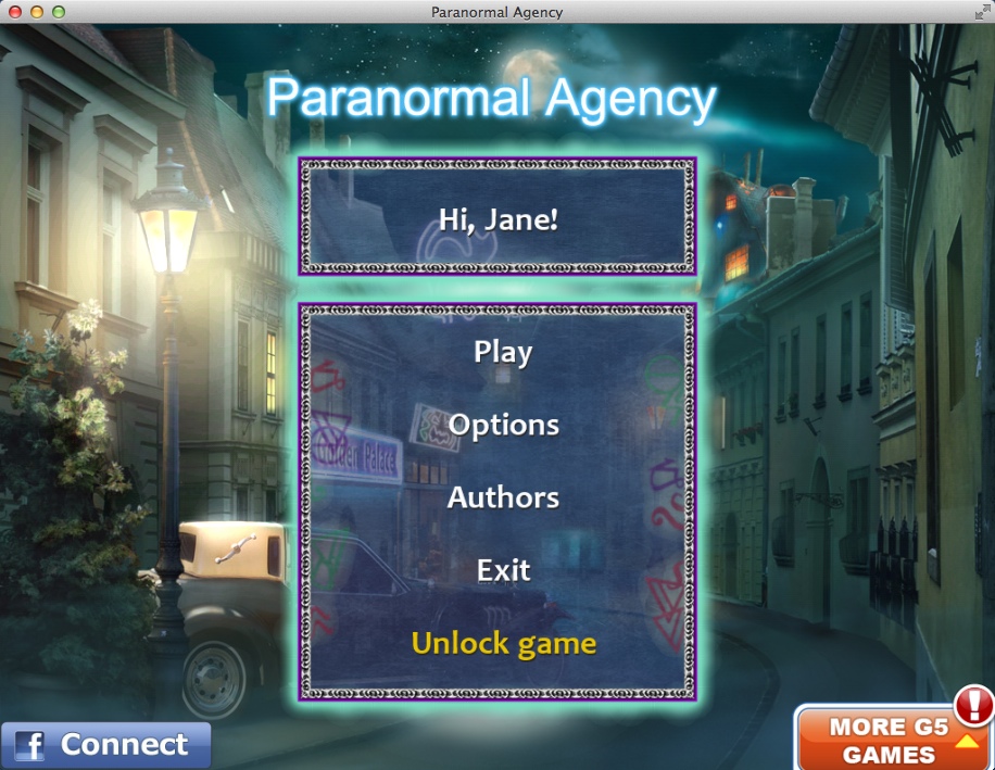 Paranormal Agency : Main Menu