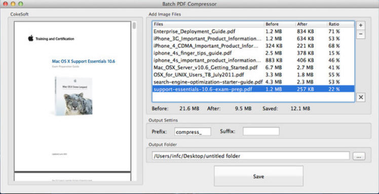 Batch PDF Compressor 1.0 : Main Window