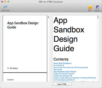 PDF-to-HTML Converter 1.0 : Main Window