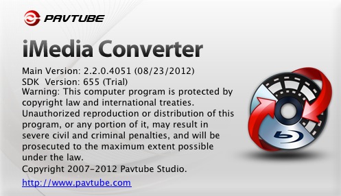 Pavtube iMedia Converter for Mac 2.2 : About window