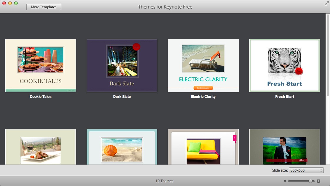 Themes for Keynote Free 1.0 : Main window