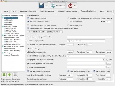 Transcoding settings