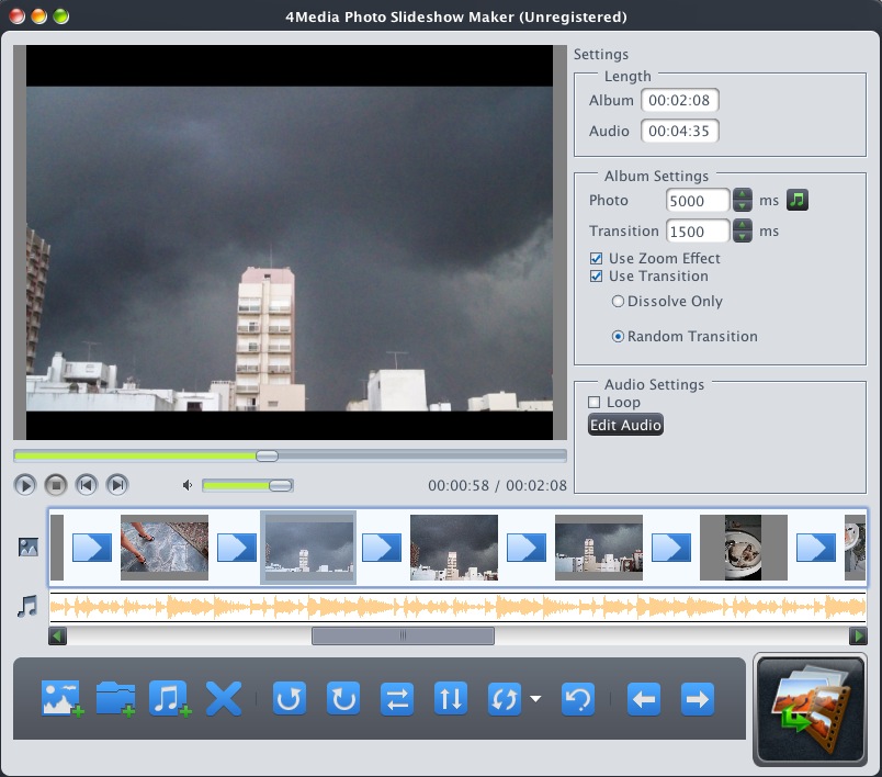 4Media Photo Slideshow Maker 1.0 : Main window