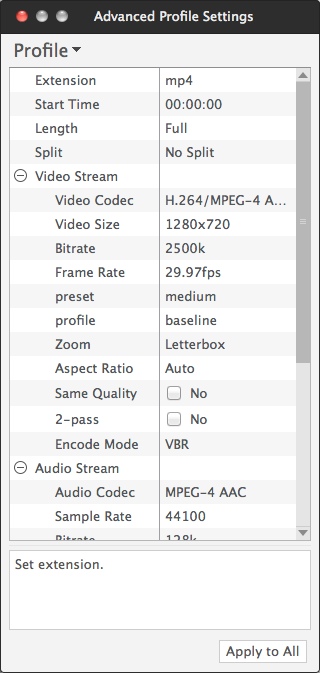 Xilisoft iPad Video Converter for Mac 7.8 : Configuring Advanced Output Settings
