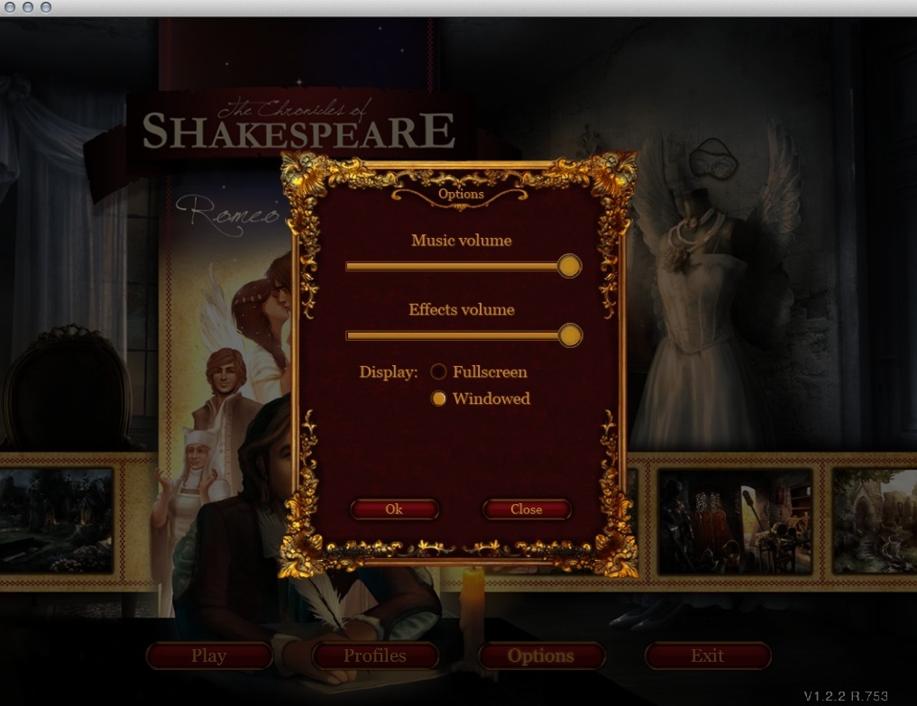 The Chronicles of Shakespeare: Romeo & Juliet : Game Options