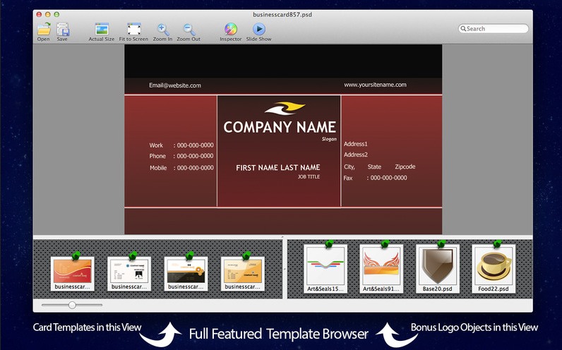 Business Card Maven PSD Templates for Adobe Photoshop Pack 1 - With Logos 1.2 : Main window