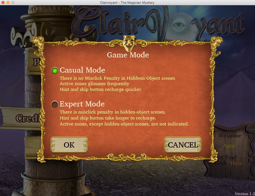 Clairvoyant : Selecting Game Mode