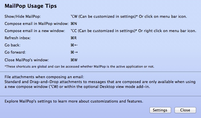 MailPop for Gmail 1.0 : Tips Window
