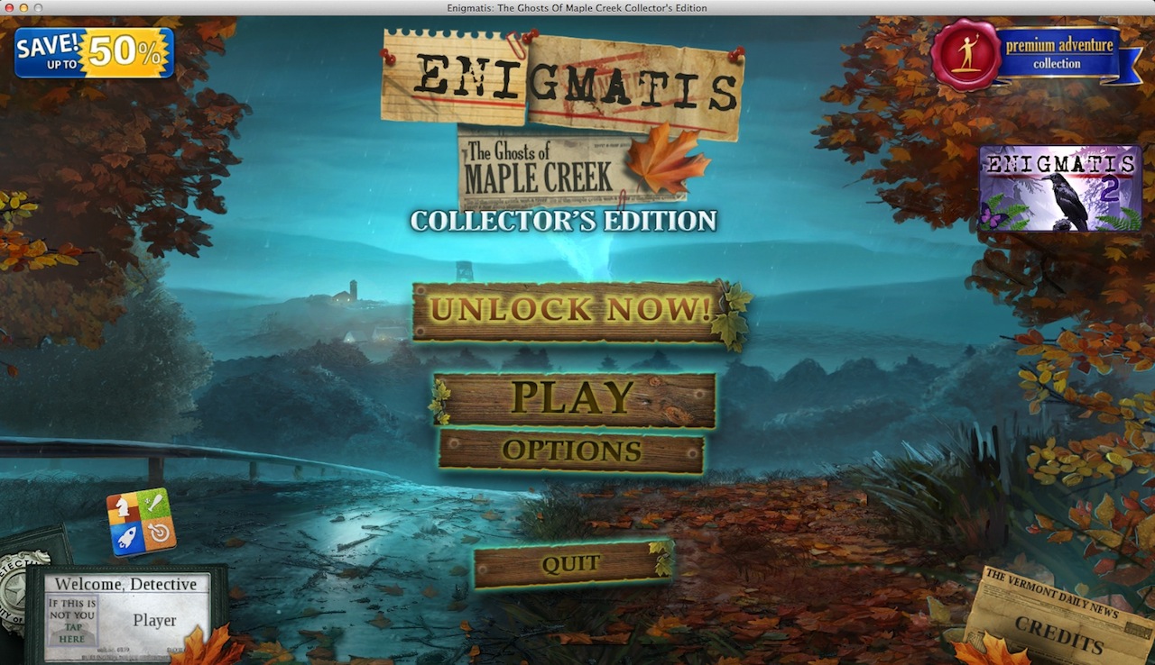 Enigmatis: The Ghosts of Maple Creek : Main Menu