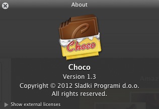 Choco 1.3 : About window